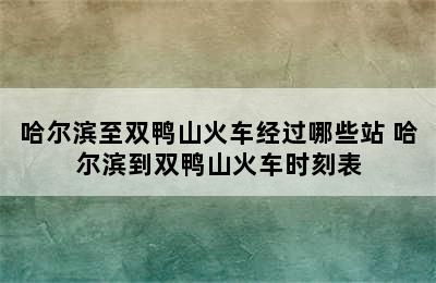 哈尔滨至双鸭山火车经过哪些站 哈尔滨到双鸭山火车时刻表